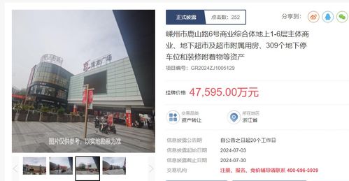 紹興嵊州寶龍廣場商業綜合體掛牌轉讓，掛牌價4.7億元